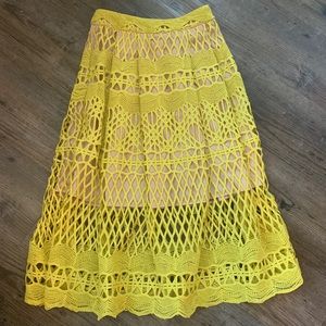Endless Rose Yellow Crochet Midi Skirt